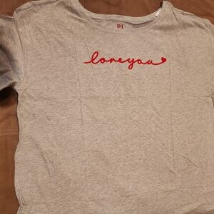 Gray Womens Shirt with Red 'Love You' Design